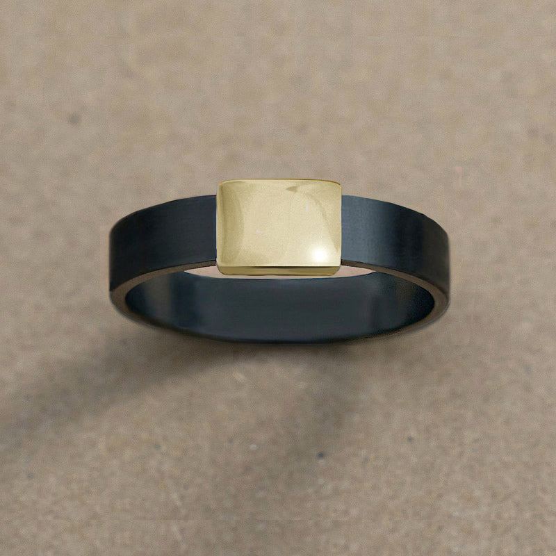 Gunmetal 5mm Yellow Gold Barrel Band